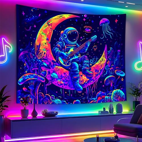 Astronaut Space Blacklight Tapestry 79"x59"