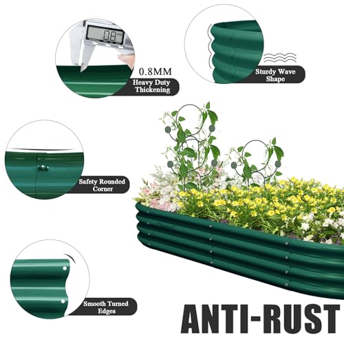 4 Pack 8x4x1FT Galvanized Raised Garden Bed Large Metal Planter Box Kit Elevated Raised Garden Planters for Outdoor Plants