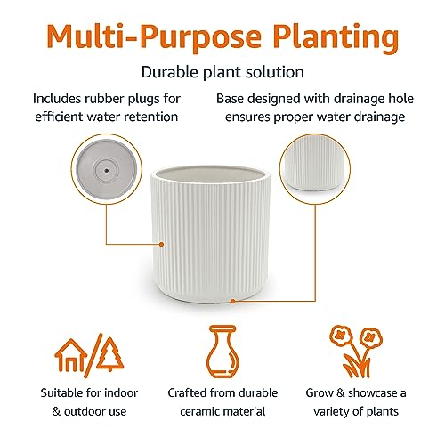 Fluted Ceramic Planter Pot for Indoor Outdoor Plants