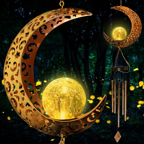Moon Solar Lights Wind Chimes for Outside Gift for Women