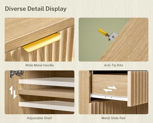 Fluted Buffet Cabinet with Storage
