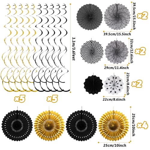 Black Gold Party Decorations (24 Count)