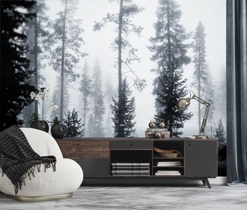 Misty Forest Wallpaper Foggy Snow Pine Wall Mural