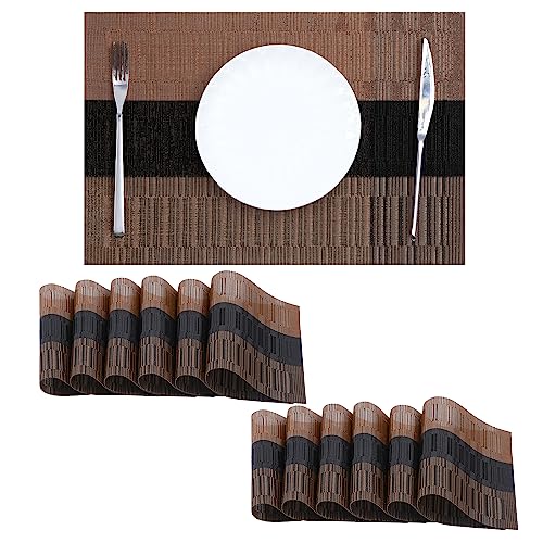 Brown with Black Striped Placemats Set of 12 (12 Count)
