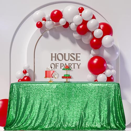 Sequin Tablecloth 90x132 Inch Green for Wedding Party