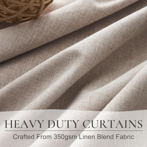 Extra Wide Linen Curtains for Living Room (2 Count)