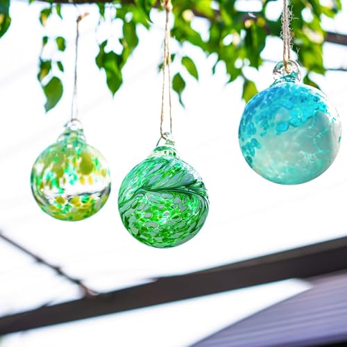 3Pcs Hand Blown Glass Gazing Balls 2.3in Hanging Friendship Ball for Garden (3 Count)