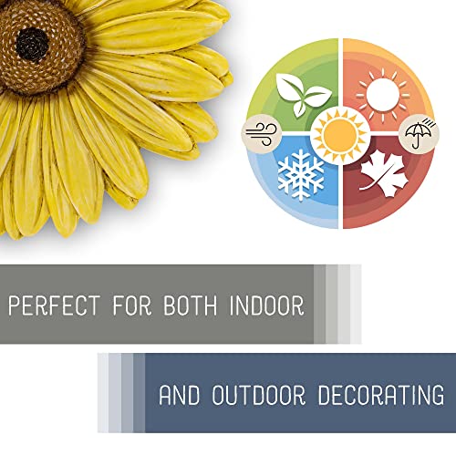 NAT & Jules Gerbera Daisy Flower Shaped Dimensional Indoor Outdoor 12 inch Cast Resin Decorative Garden Stepping Stone