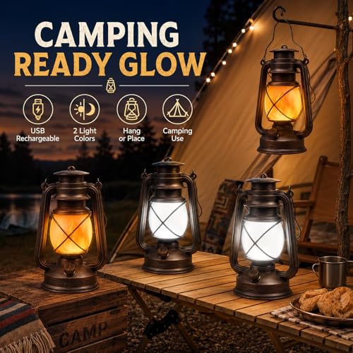 USB Rechargeable Lanterns 2 Pack with Remote Control 4 Modes Lights (2 Count)