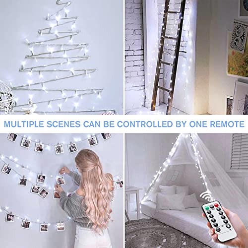 33ft 100 LED White String Lights Battery Operated with Remote (100 Count)