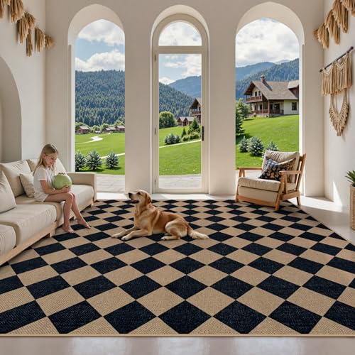 Checkered Easy Jute Living Room Rug (80 Sq Ft)
