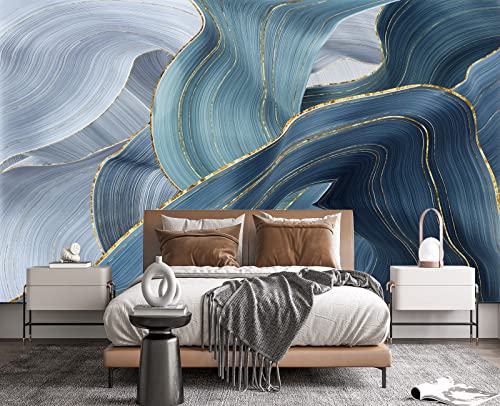 Gilding Marble Blue wall Mural Wallpaper for Bedroom 178" x 117" (144.6 Sq Ft)