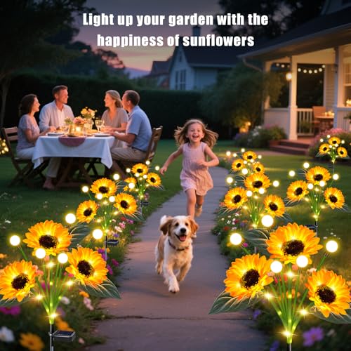 2 Pack Solar Sunflower Lights Waterproof Outdoor (2 Count)