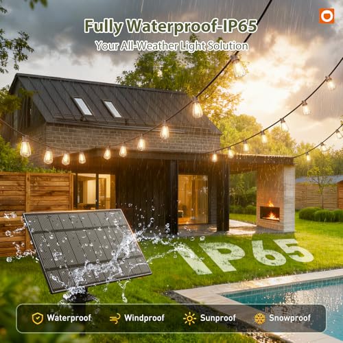 204FT(96*2) Solar String Lights Outdoor,Waterproof Dimmable 60+4 LED (204 Foot)