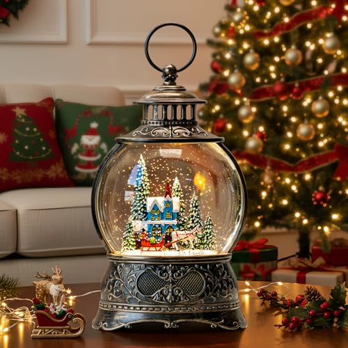 Christmas Snow Globes Christmas Water Lantern with Carriage Blue Church