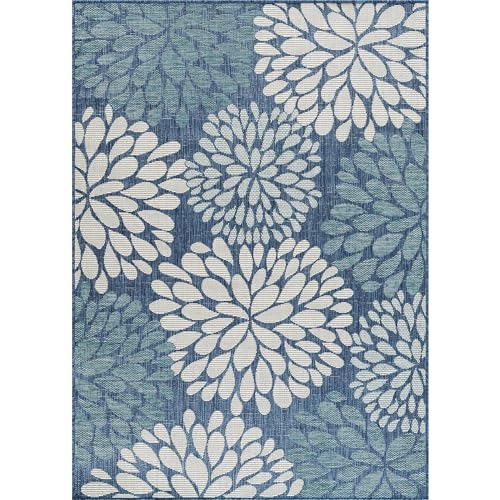 Outdoor Rug 5x7 Modern Exotic Tropical Leaf Area Rugs for Indoor and Outdoor Patio Deck Porch Garden Water Resistant Washable Outside Carpet