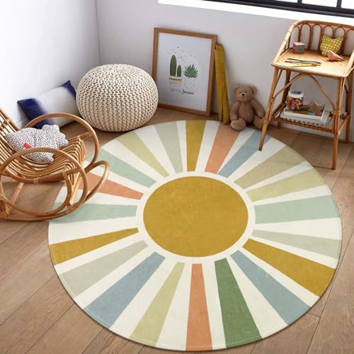 Boho Sun Round Area Rug for Living Room