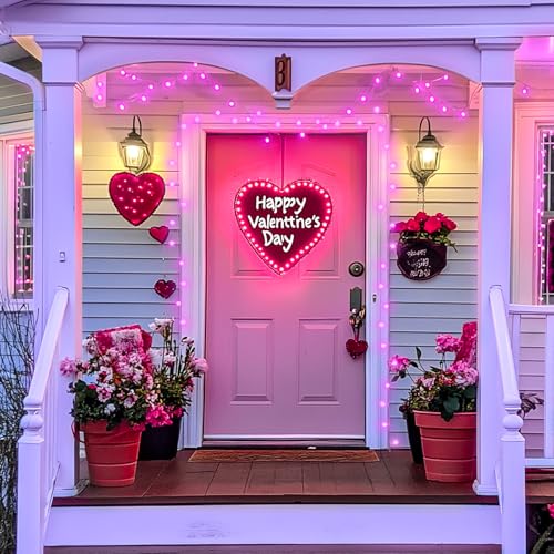 33FT 100 LED Pink Globe String Lights Battery Operated 8 Modes