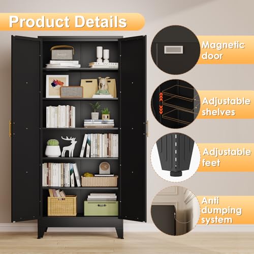 75.2" Tall Metal Kitchen Pantry Storage Cabinet