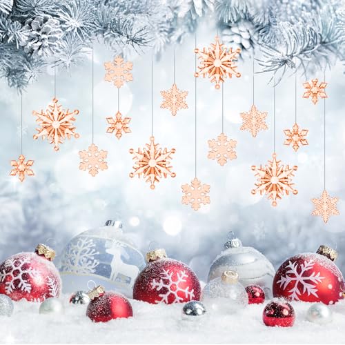 Champagne 40 Pcs Christmas Snowflake Ornaments for Xmas Tree (40 Count)