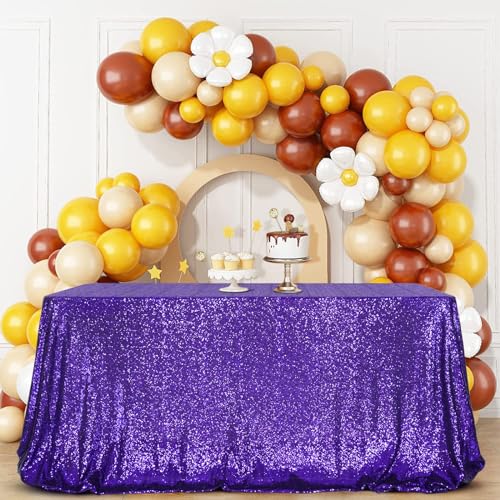 Sequin Tablecloth 90x132 Inch Purple for Wedding Halloween Party