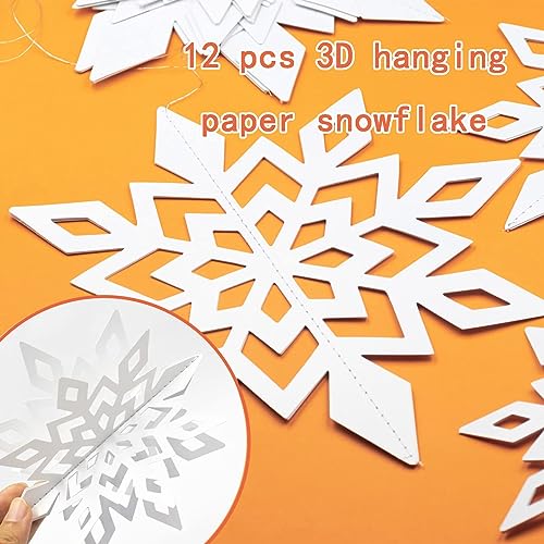 Christmas Hanging Paper Snowflakes for Winter Wonderland Frozen Party Decor