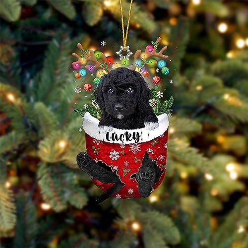 Black Goldendoodle Dog Christmas Ornament