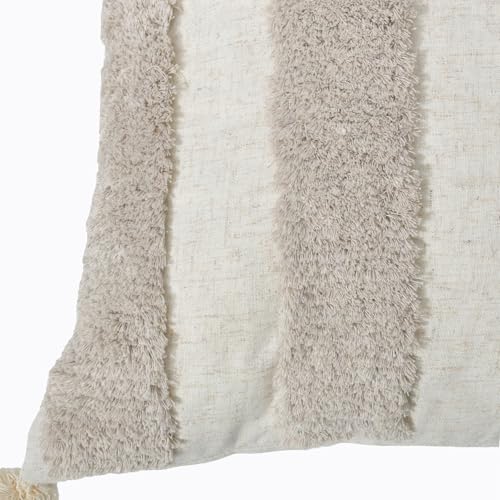 Boho Throw Pillow Covers 18x18 Tufted Home Decor Natural Beige