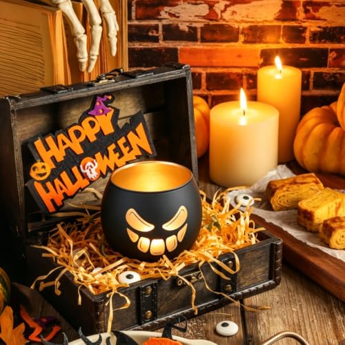 Jack O Lantern Votive Candle Holders for Indoor Outoddr Halloween Decor (6 Count)