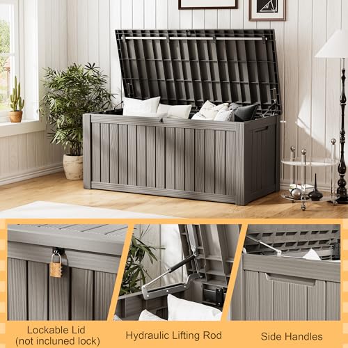 160 Gallon Outdoor Storage Box Waterproof Deck Box for Patio