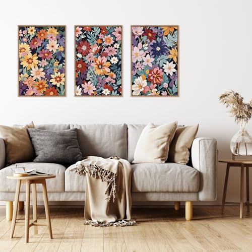 Boho Floral Framed Canvas Wall Art