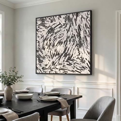 Extral Large Framed Black White Abstract Wall Art for Living Room