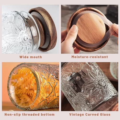 Vintage Glass Jars with Wooden Lids
