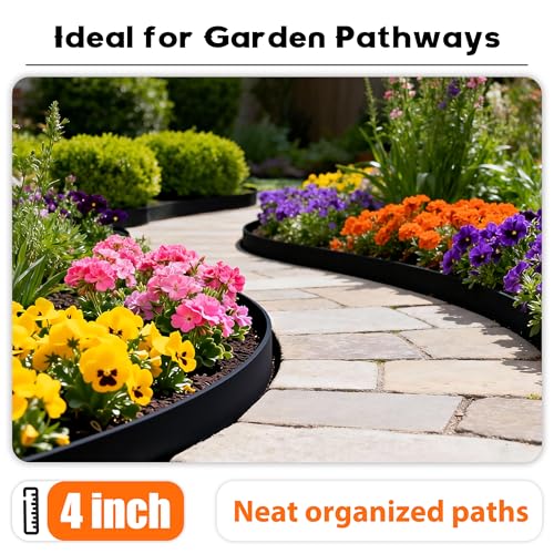 4 inch Tall Landscape Edging Kit 100FT Garden Edging with Spikes for Lawn Edging and Flower Beds (100 feet, 100 stakes)