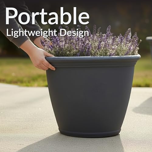 Sunnydaze Anjelica 20'' Large Plastic Planter Pot for Plants (4 Count)