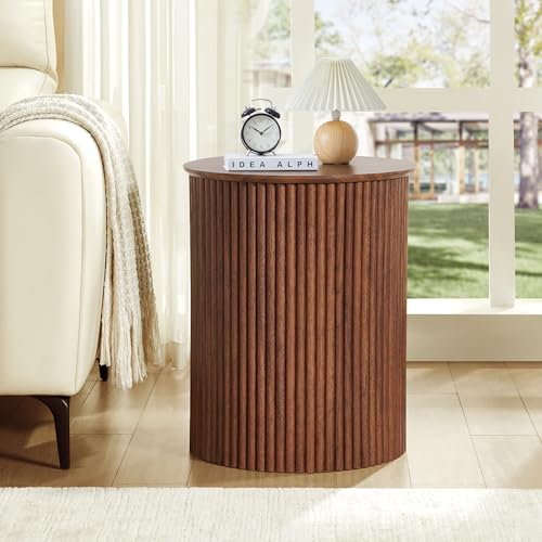 Fluted Round Side Table Small Circle End Table