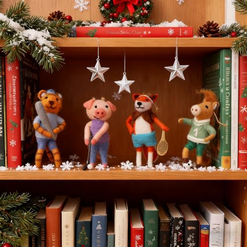 Set of 4 Christmas Felt Animal Athletes Ornaments (4 Count)
