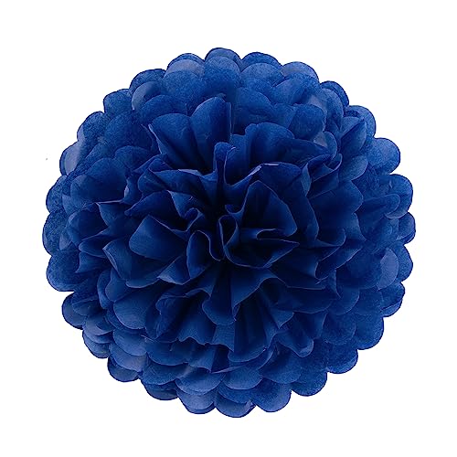 Orange Navy Blue Tissue Paper Pom Poms Party Decorations Paper Flowers (18 Count)