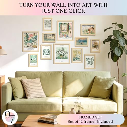 Sage Green Boho Framed Wall Art (12 Count)