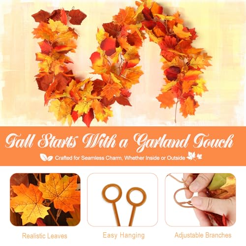 2 Pack Fall Leaves Garland Indoor Outdoor Fall Decor