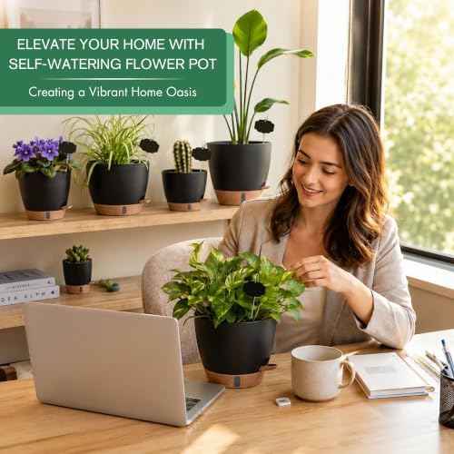 5 Pack Easy Plant Self Watering Pots for Indoor Plants (5 Count)