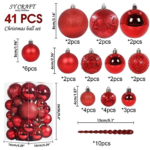 41PCS Christmas Ball Ornaments for Christmas Tree Decorations (45 Count)