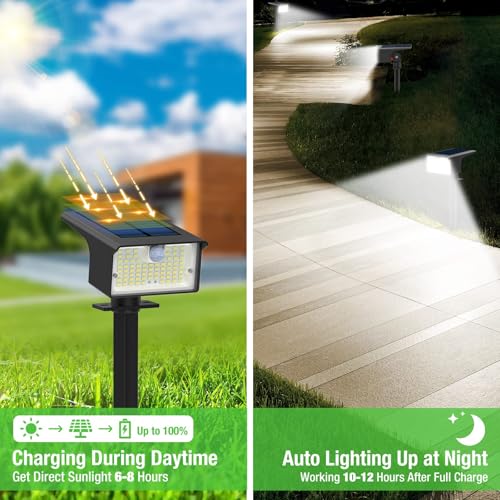 8 Pack 62 LED Solar Spot Lights Outdoor Motion Sensor with 3 Modes (8 Count)