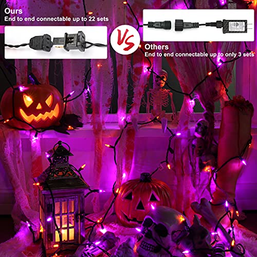 ODEERTONIC Orange & Purple Halloween Mini String Lights (35 Foot)
