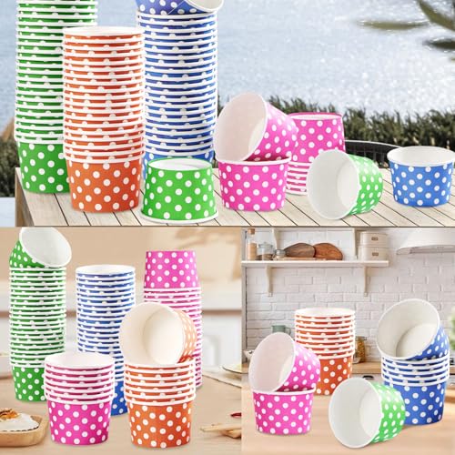 Greencian 120Pcs 12oz Colorful Ice Cream Cups for Hot or Cold Food
