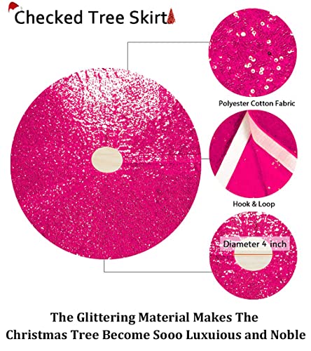24Inch Sequin Tree Skirt Hot Pink Christmas Tree Skirt 24in Tree Skirts for Slim Trees Xmas Tree Skirt Hawaii Tree Skirt Rustic Tree Skirt Cartoon Tree Skirt Elegant Halloween 24 inch