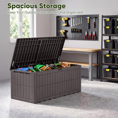 185 Gallon Deck Box Resin Outdoor Storage Box Waterproof