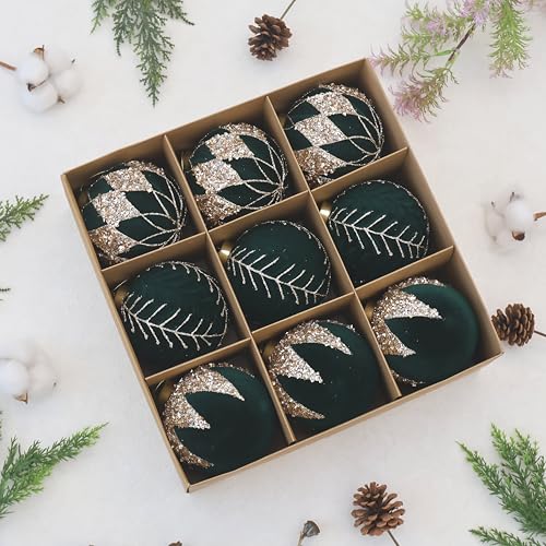 4IN Velvet Ornaments for Christmas Tree (9 Count)