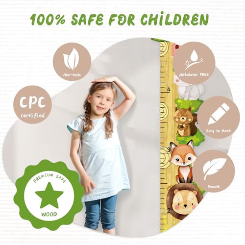 Personalized Name Wood Height Chart for Kids Wall Display