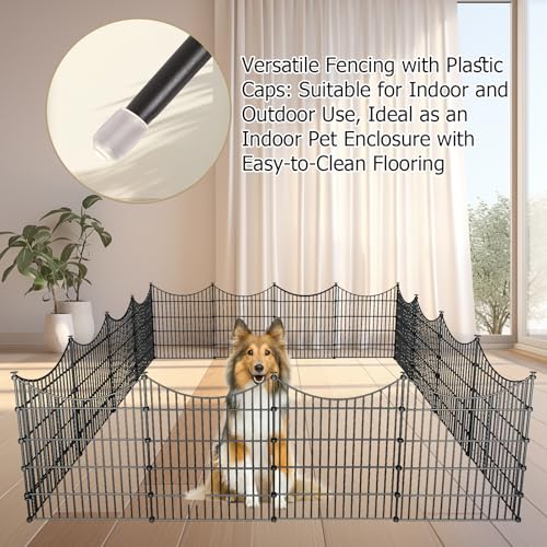 10 Panel No Dig Metal Garden Fence 32"H x 23.6'L Dog Fence Outdoor for Yard (63.24 Sq Ft)